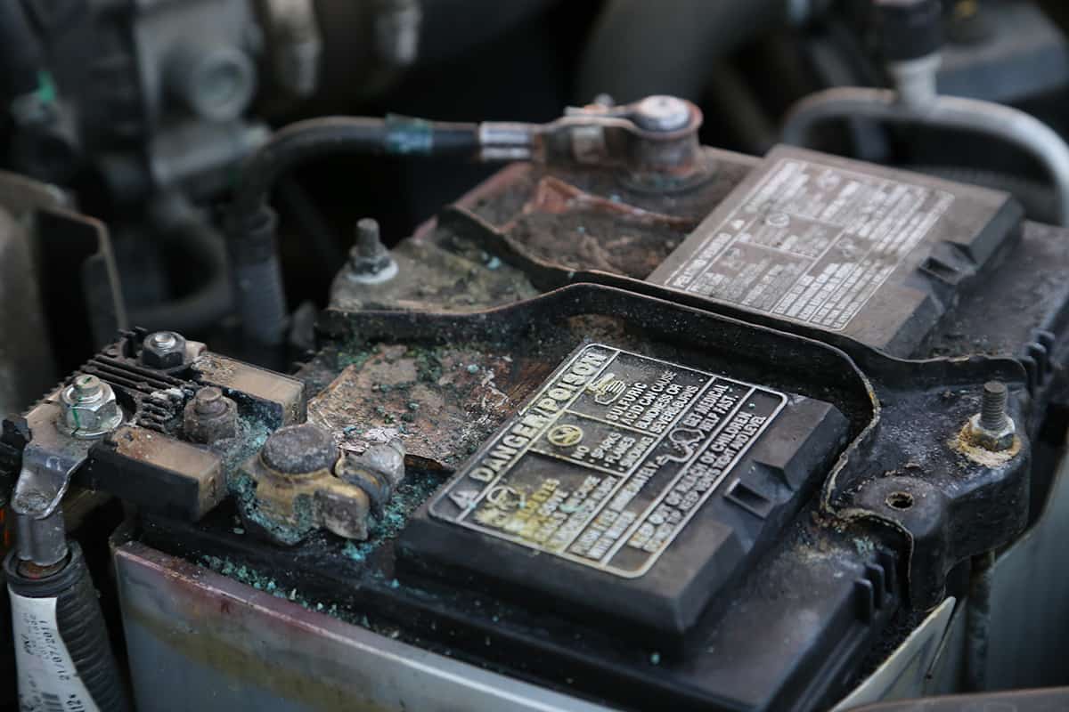 Coroded car battery