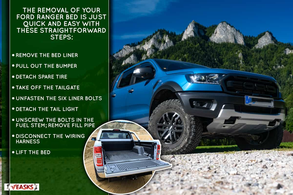 Ford Ranger Raptor on a road in mountain scenery. Ranger is one of the most popular pickup vehicles in Europe., How To Remove The Ford Ranger Bed