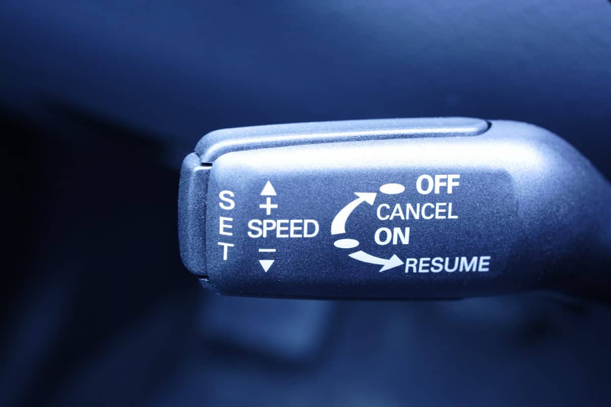 Close-up of a cruise control button 