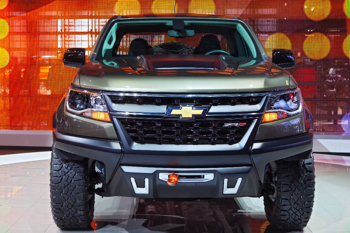 A motor trend truck of the year Chevy Colorado truck on display