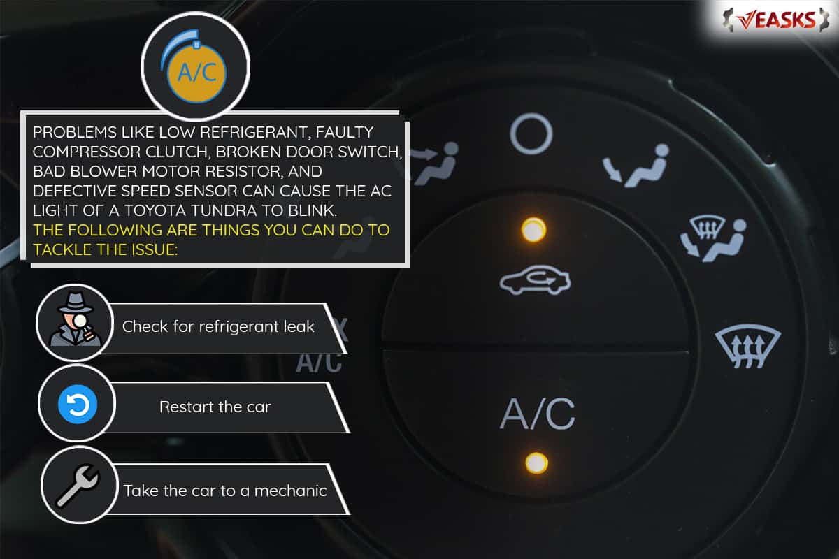 Ac Light Blinking Toyota Tundra - Why And What To Do - Closeup Car AC Air Conditioner Mode Selector