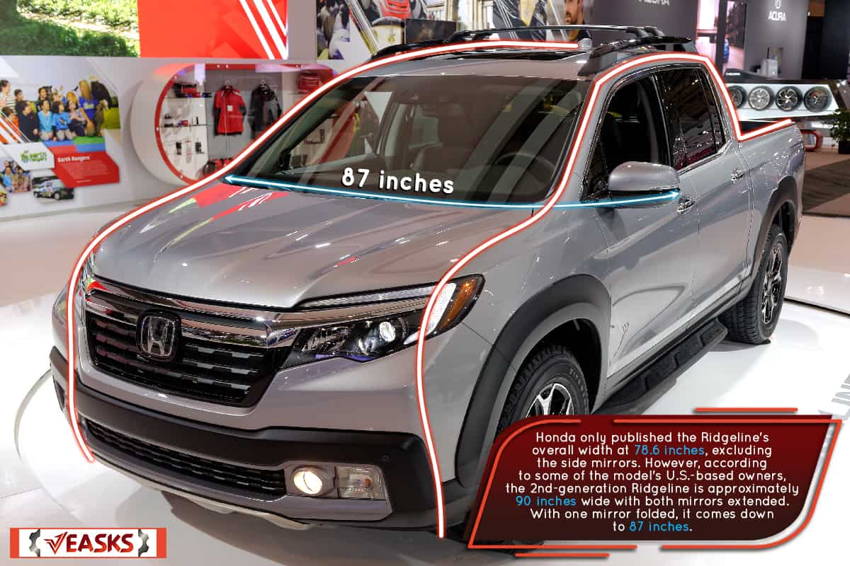 Honda Ridgeline at Canadian International AutoShow, Width Of Honda Ridgeline With Mirrors [And With One Mirror Folded]