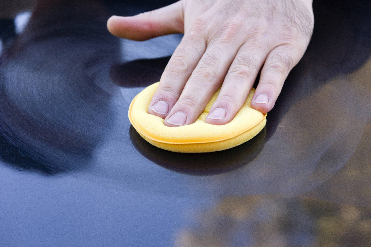 Applying wax to the truck