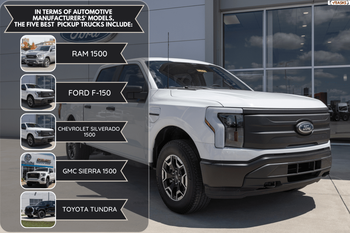 Ford F-150 Lightning display. Ford offers the F150 Lightning all-electric truck in Pro, XLT, Lariat, and Platinum models - What Are The Best Trucks For