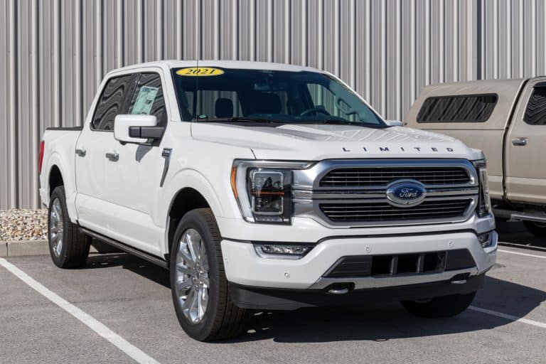 Ford F-150 display at a dealership. The Ford F150 is available in XL, XLT, Lariat, King Ranch, Platinum, and Limited models - What Is The Towing Capacity Of F-150