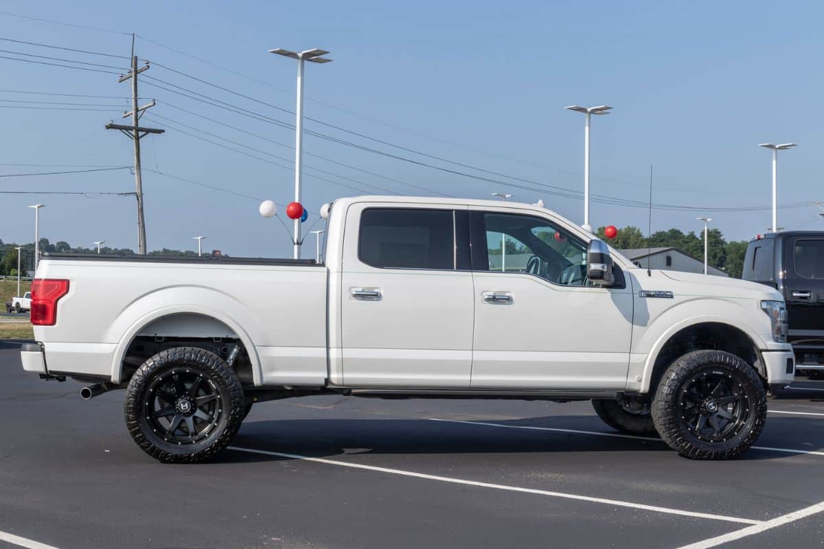 Ford-F-150-display-at-a-dealership.-The-Ford-F150-is-available-in-XL-XLT-Lariat-King-Ranch-Platinum-and-Limited-models.