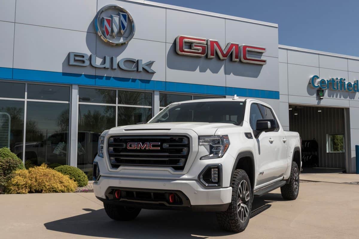 GMC Sierra 1500 AT4 display. The GMC Sierra 1500 is available in a variety of models and exterior packages.