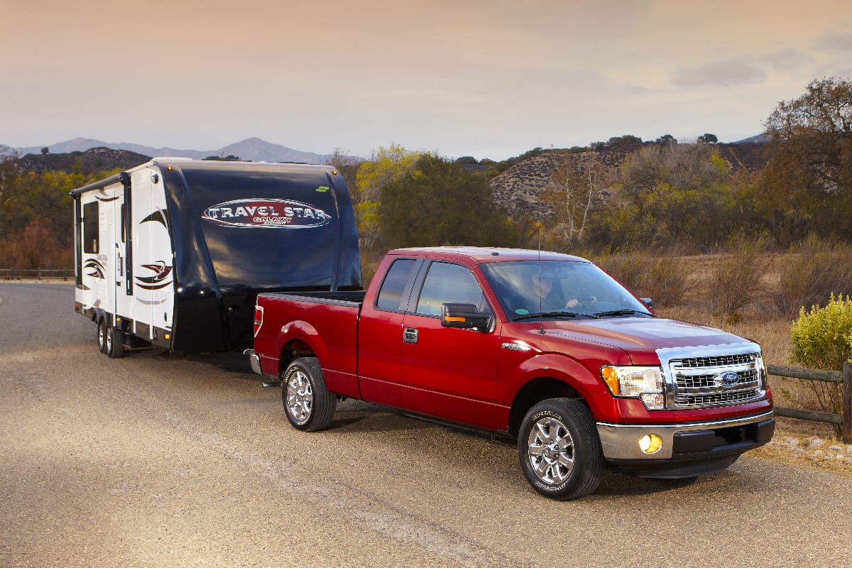 Travel Star trailer pulled by F150 Ford pickup