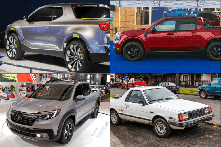 4 images of a smalles truck and size differences, What Are The Smallest Pickup Trucks?