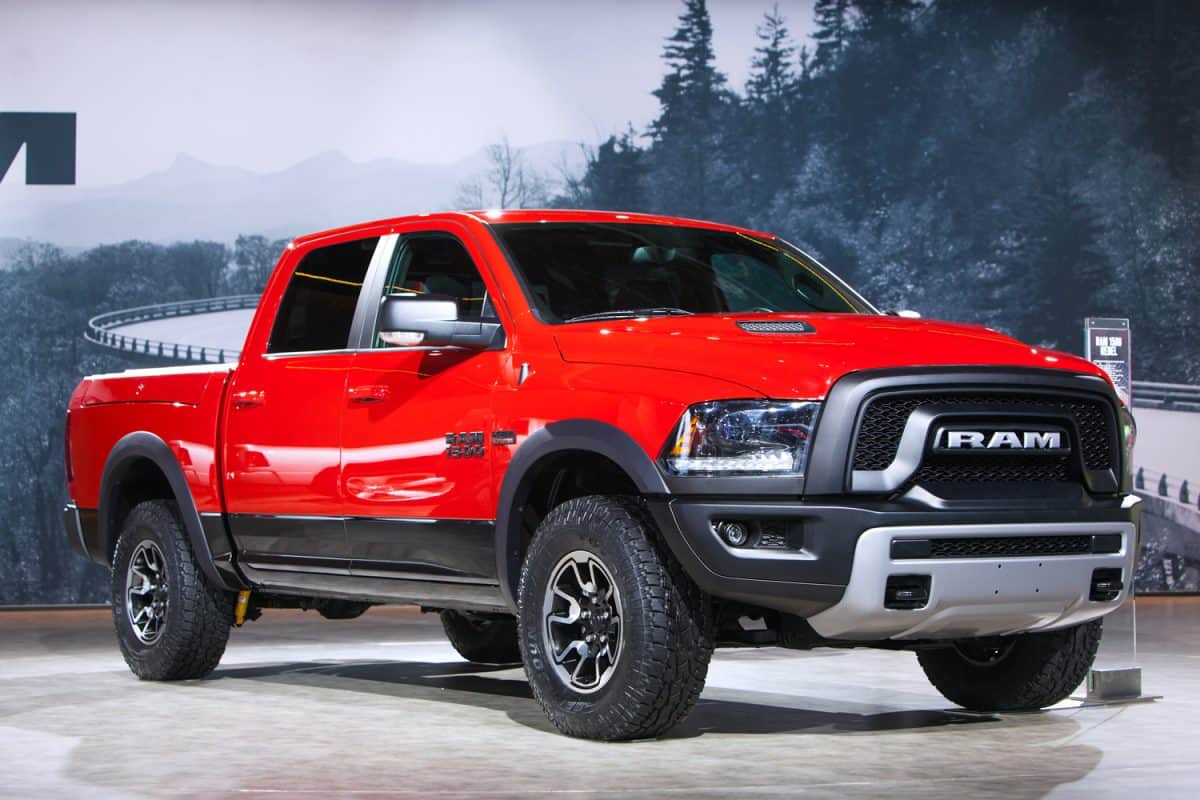 A Didge Ram 1500 pickup truck on display January 15th, 2015 at the 2015 North American International Auto Show in Detroit, Michigan.