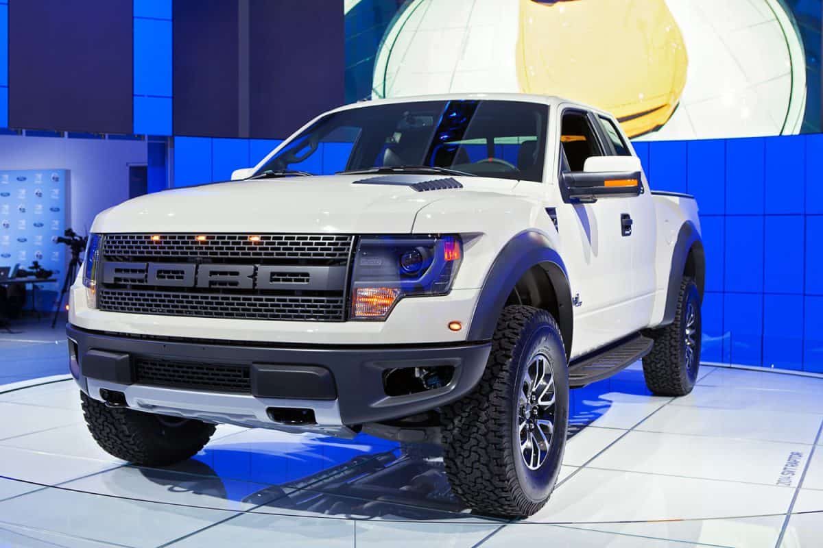 The 2014 Ford SVT Raptor Pickup Truck on display at the North American International Auto Show media preview 