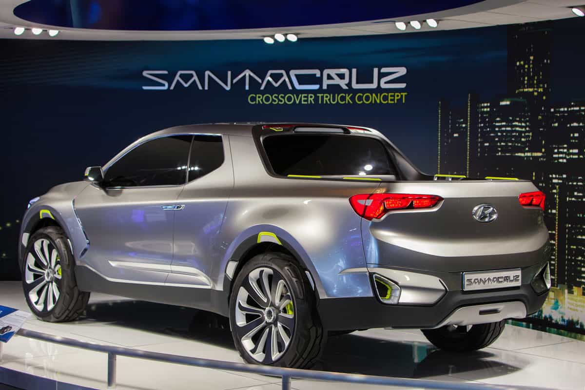 The Hyundai Santa Cruz concept vehicle on display January 15th, 2015 at the 2015 North American International Auto Show in Detroit