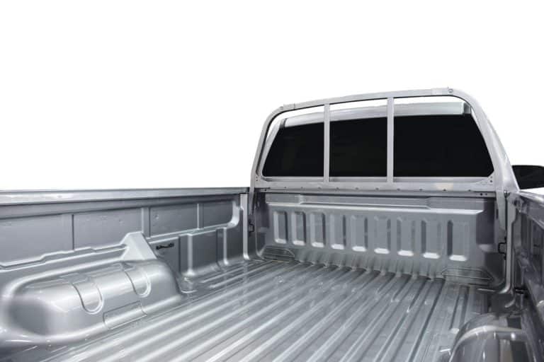 rear view empty pick truck grey color white background, How To Use Ratchet Straps On A Pickup Truck
